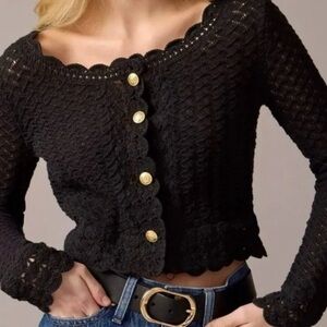 J. Crew Black and Gold Textured
Knit Cardigan